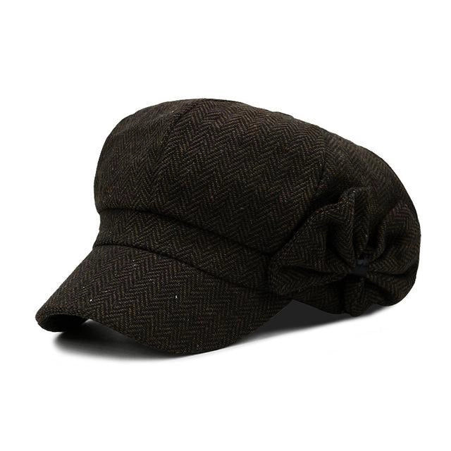 Casquette Gavroche en Coton à Chevron - Mocha 1