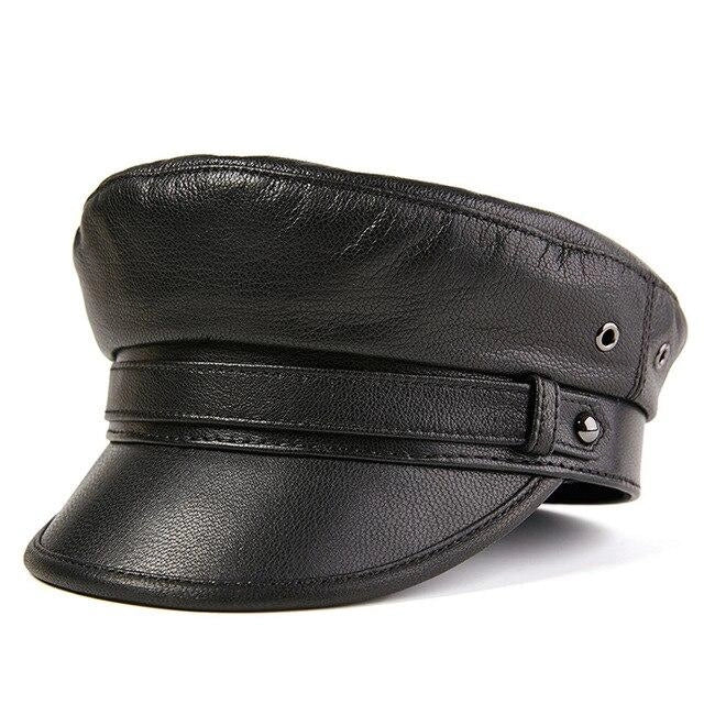 Casquette Gavroche en Cuir Noir - Cuirasse 1