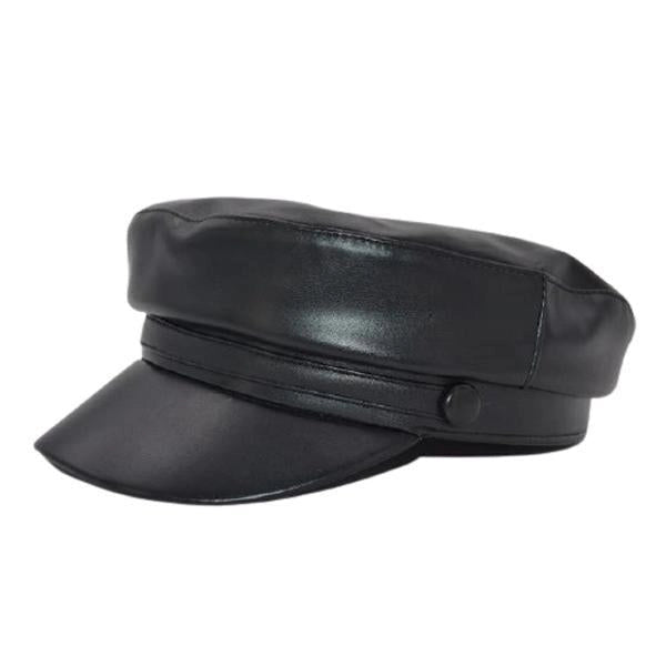 Casquette Gavroche en Cuir Noir - Cuirnuit 1