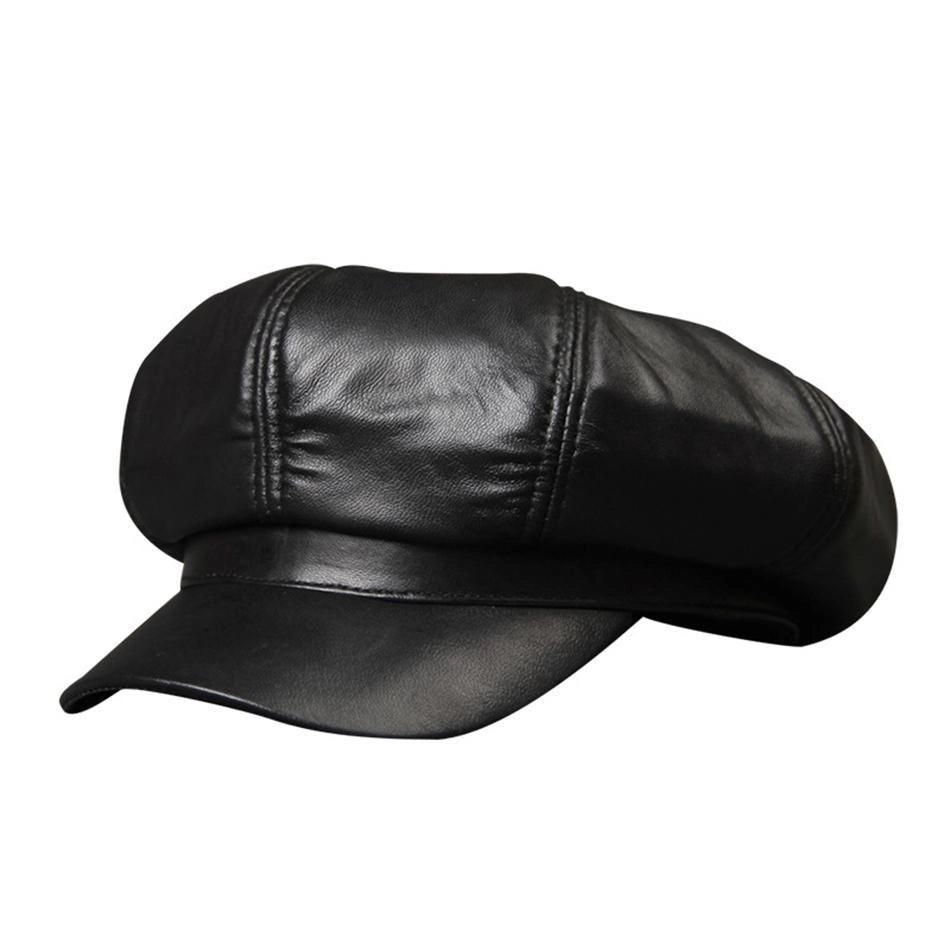 Casquette Gavroche en Cuir Noir - Nocéra 1