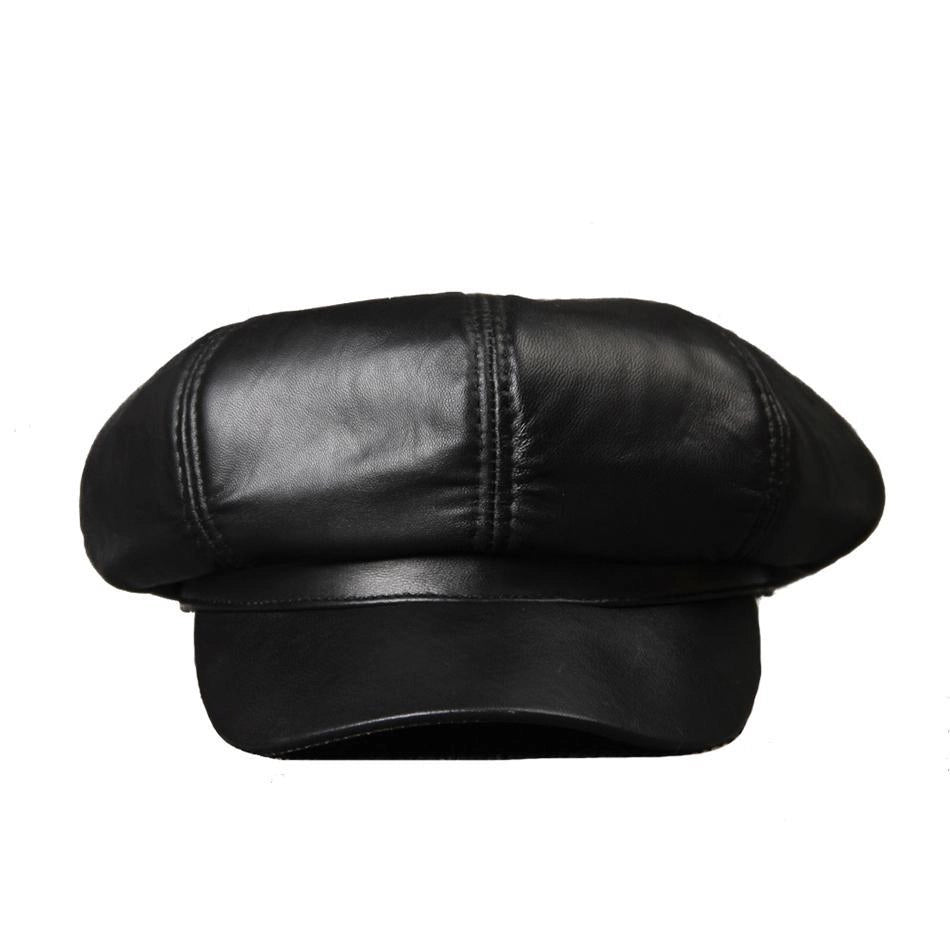 Casquette Gavroche en Cuir Noir - Nocéra 2