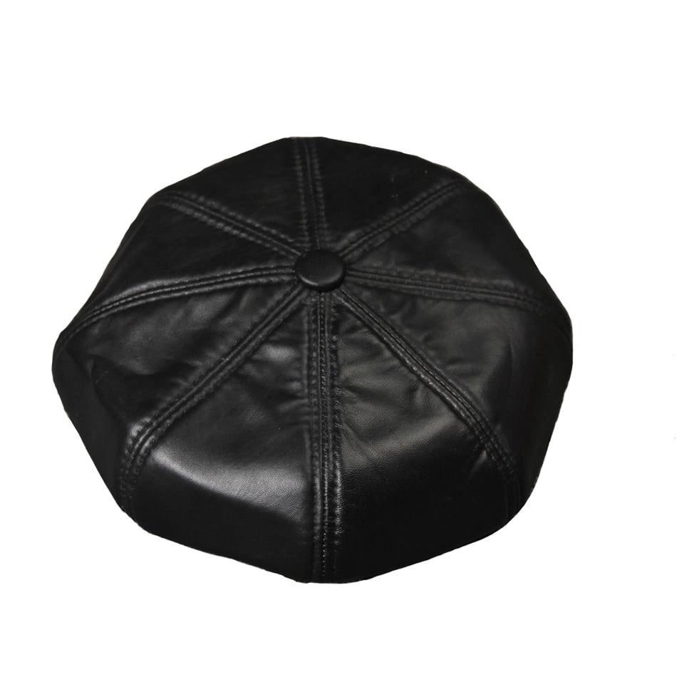 Casquette Gavroche en Cuir Noir - Nocéra 3