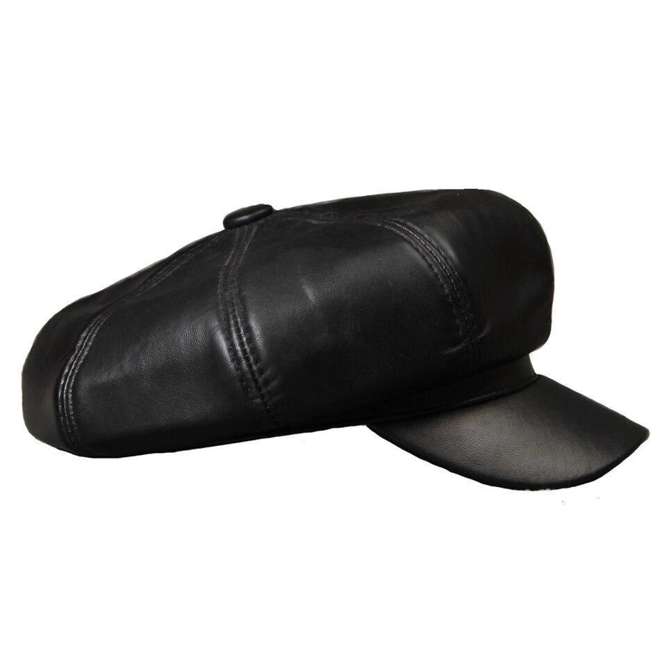 Casquette Gavroche en Cuir Noir - Nocéra 4