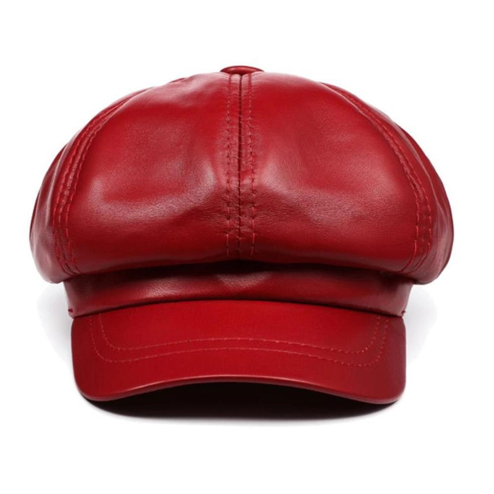Casquette Gavroche en Cuir Vintage - Vermillon 2