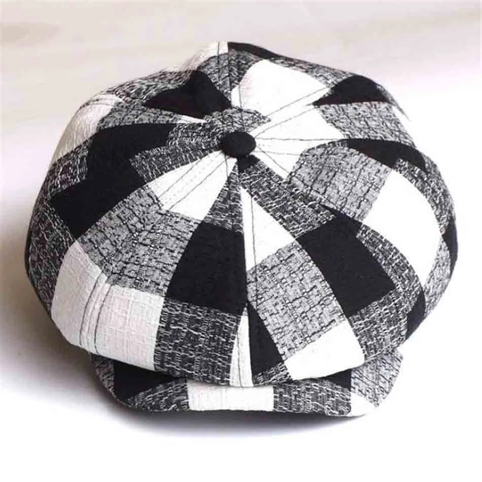 Casquette Gavroche en Lin à Carreaux - Domino 2