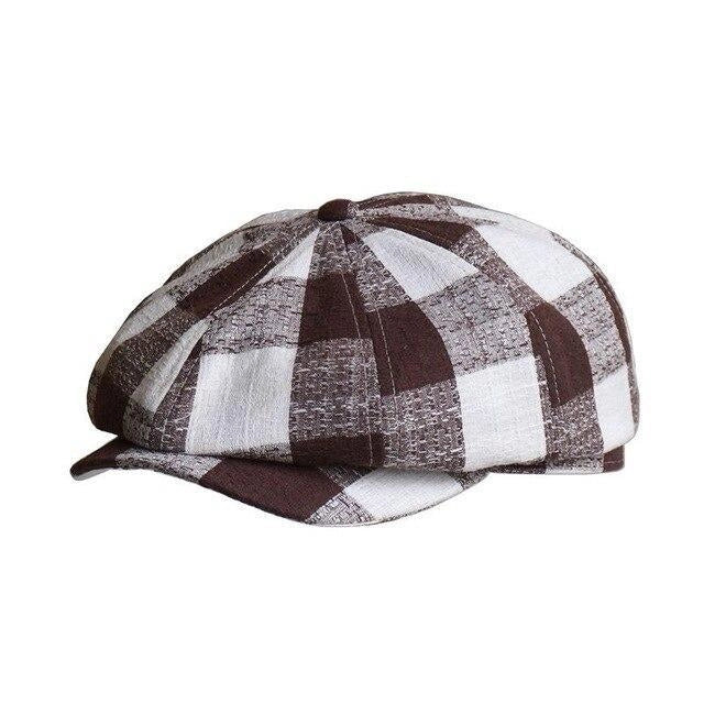 Casquette Gavroche en Lin à Carreaux - Sanjose 1