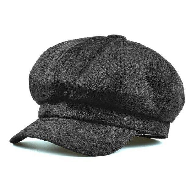 Casquette Gavroche en Lin Noir - Nuitlin 1