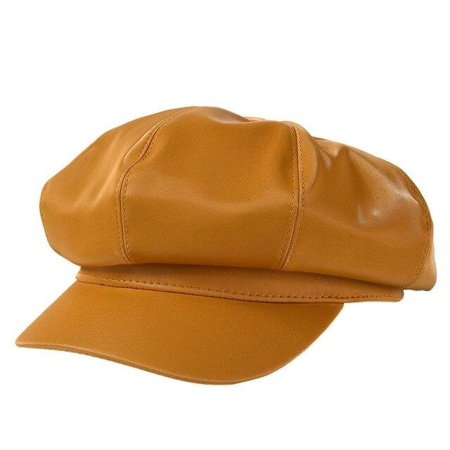 Casquette Gavroche en Simili Cuir - Ambre 1