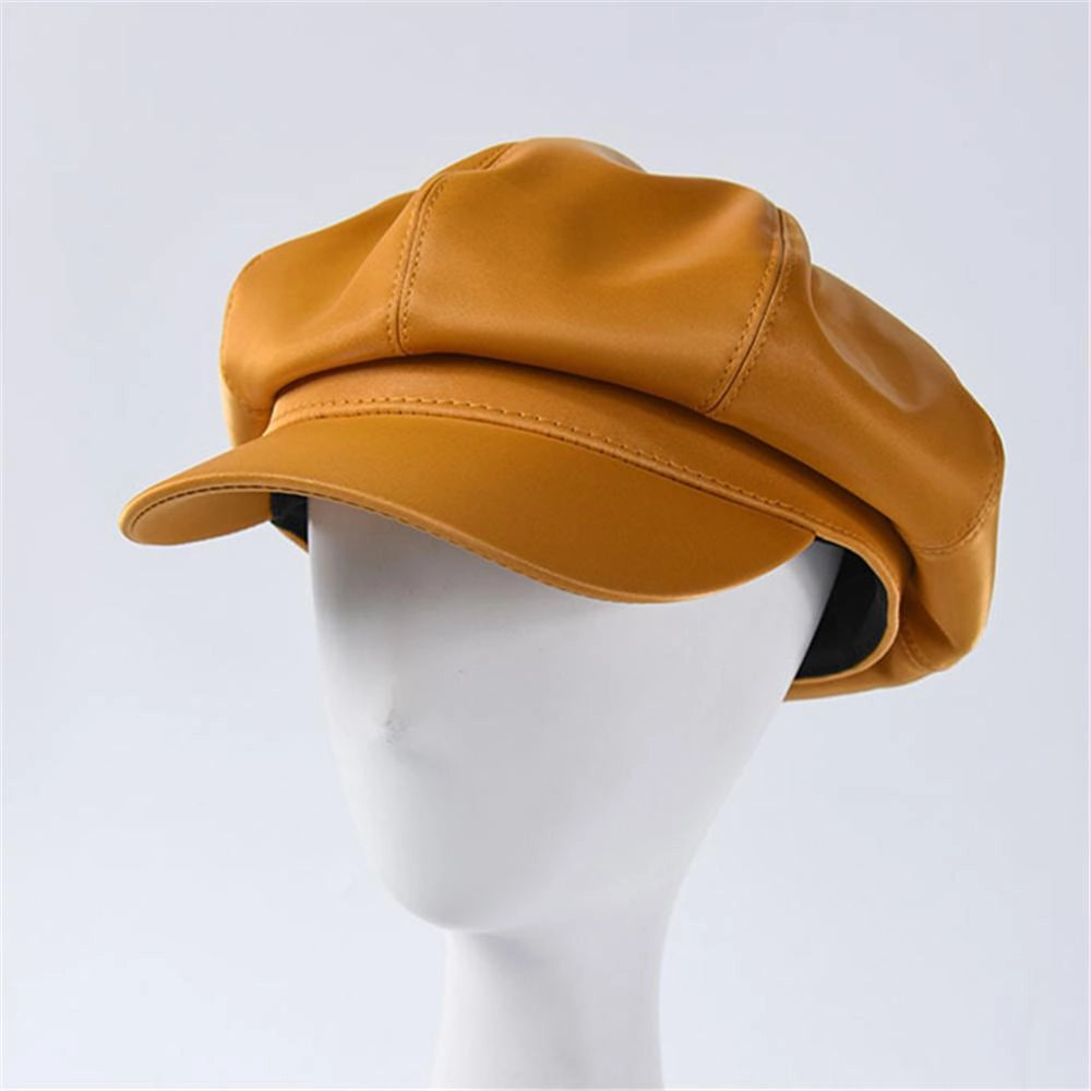 Casquette Gavroche en Simili Cuir - Ambre 2