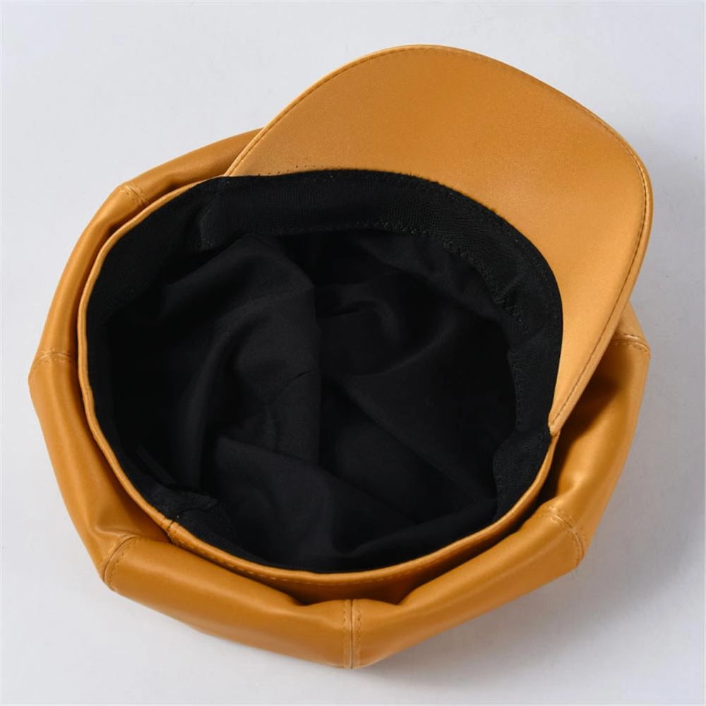 Casquette Gavroche en Simili Cuir - Ambre 3