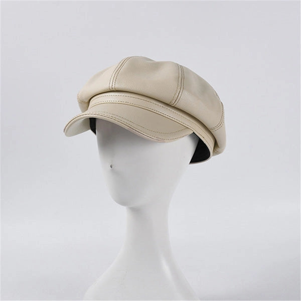 Casquette Gavroche en Simili Cuir - Beigeline 2