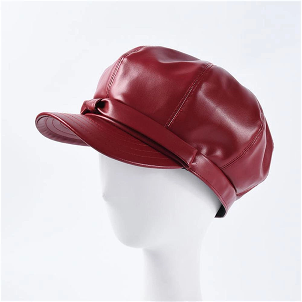 Casquette Gavroche en Simili Cuir - Carmesin 2