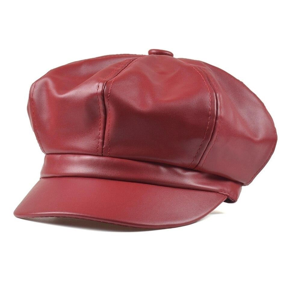 Casquette Gavroche en Simili Cuir - Carmin 2