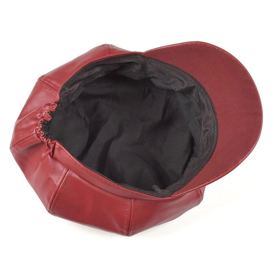 Casquette Gavroche en Simili Cuir - Carmin 3