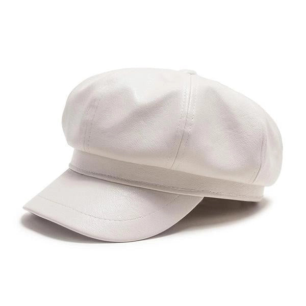 Casquette Gavroche en Simili Cuir - Écruneige 1