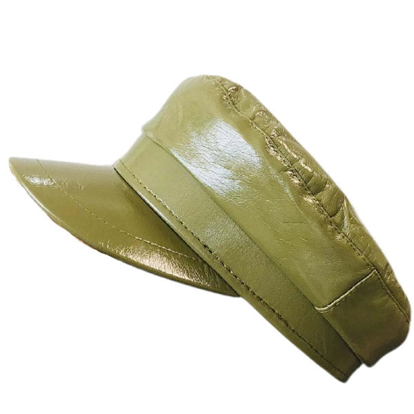 Casquette Gavroche en Simili Cuir - Khakiglaze 1