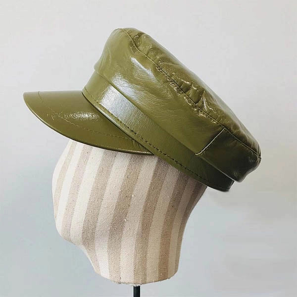 Casquette Gavroche en Simili Cuir - Khakiglaze 3