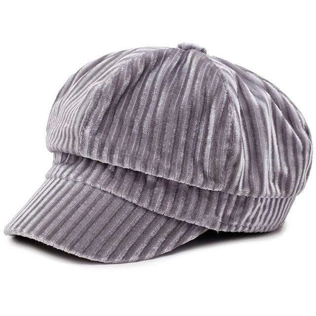 Casquette Gavroche en Velours Gris - Veloutine 1
