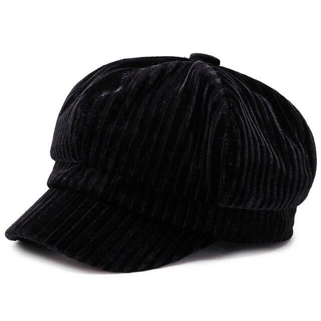 Casquette Gavroche en Velours Noir - Velournuit 1
