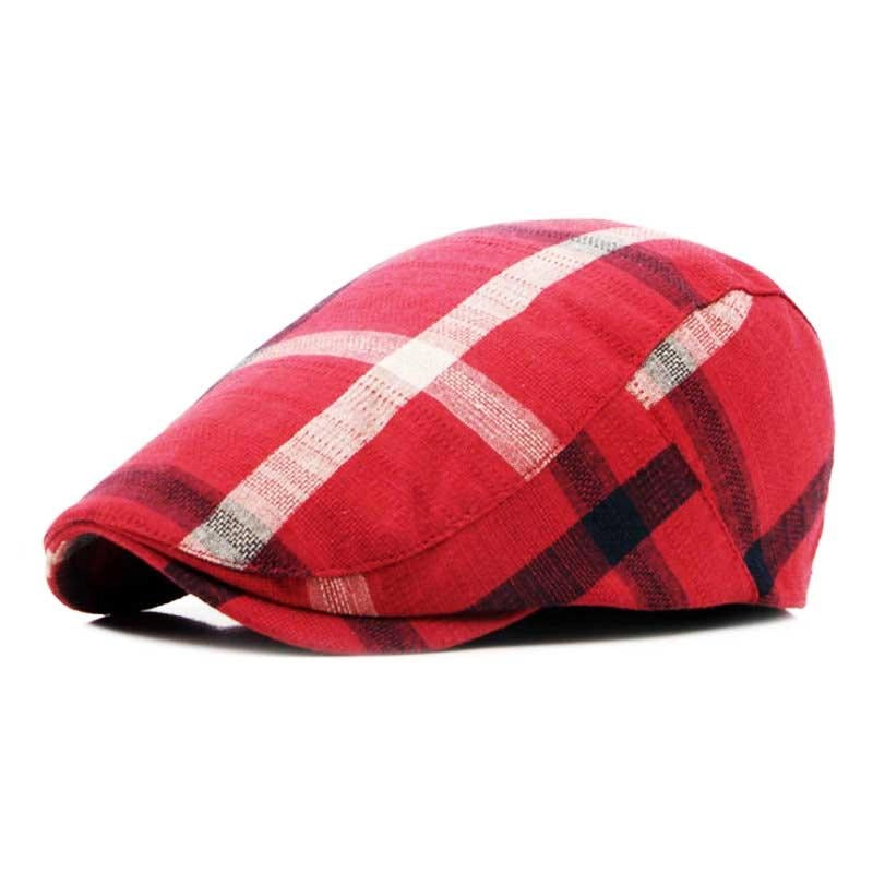 Casquette Plate à Rayures en Coton - Rubis 1