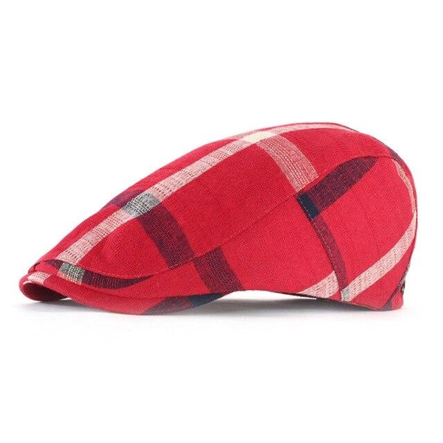 Casquette Plate à Rayures en Coton - Rubis 2