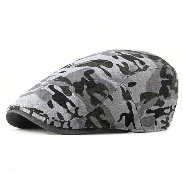 Casquette Plate en Coton à Camouflage - Grisombre 1