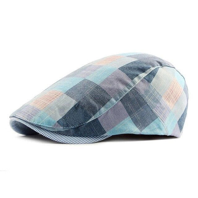 Casquette Plate en Coton à Carreaux - Azurdamier 1