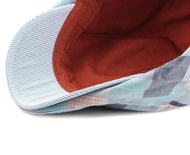 Casquette Plate en Coton à Carreaux - Azurdamier 2