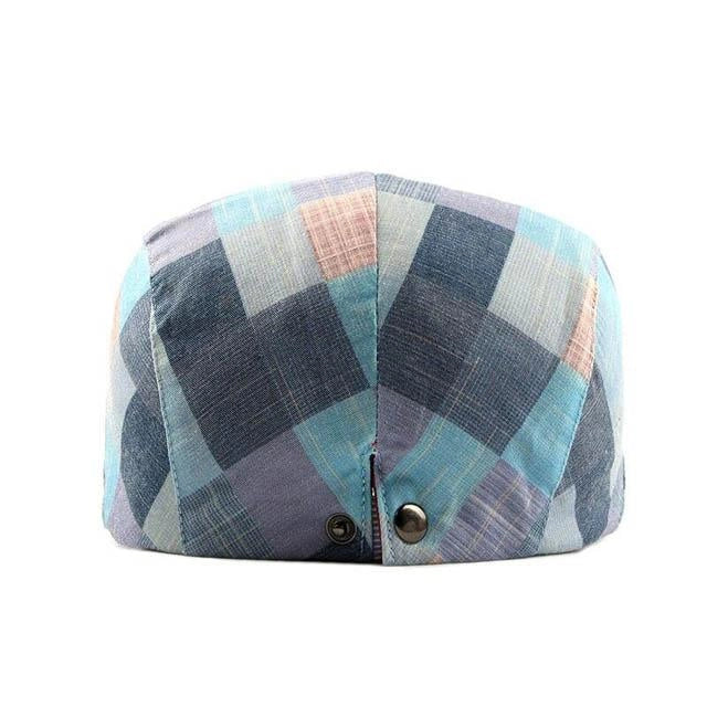 Casquette Plate en Coton à Carreaux - Azurdamier 4