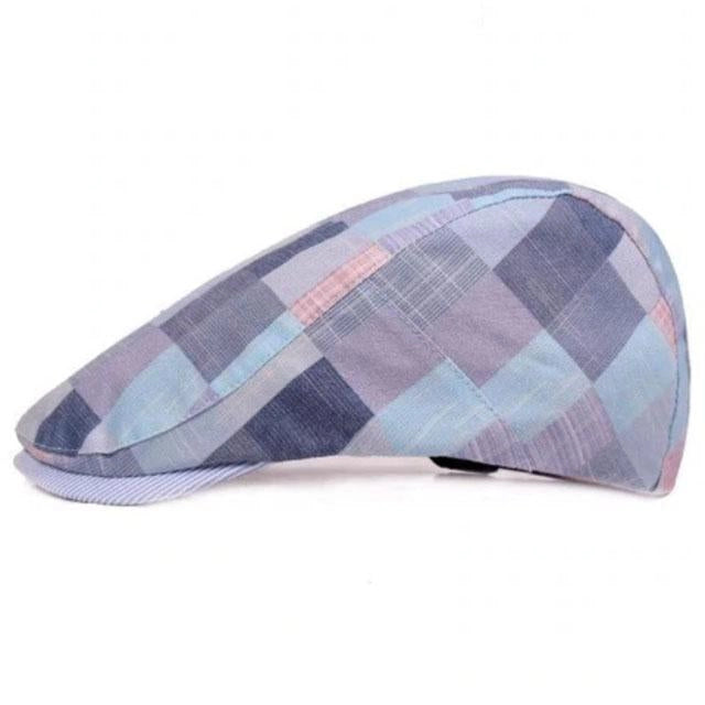 Casquette Plate en Coton à Carreaux - Cielazur 2