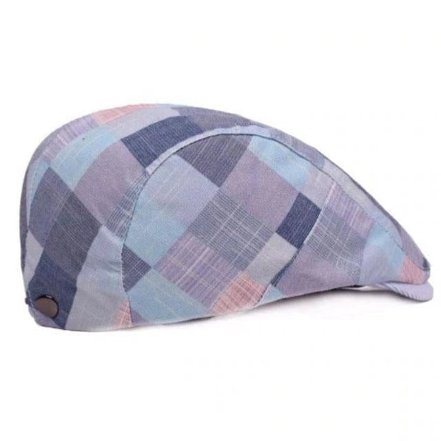 Casquette Plate en Coton à Carreaux - Cielazur 3