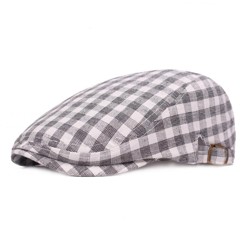 Casquette Plate en Coton à Carreaux - Damier 1