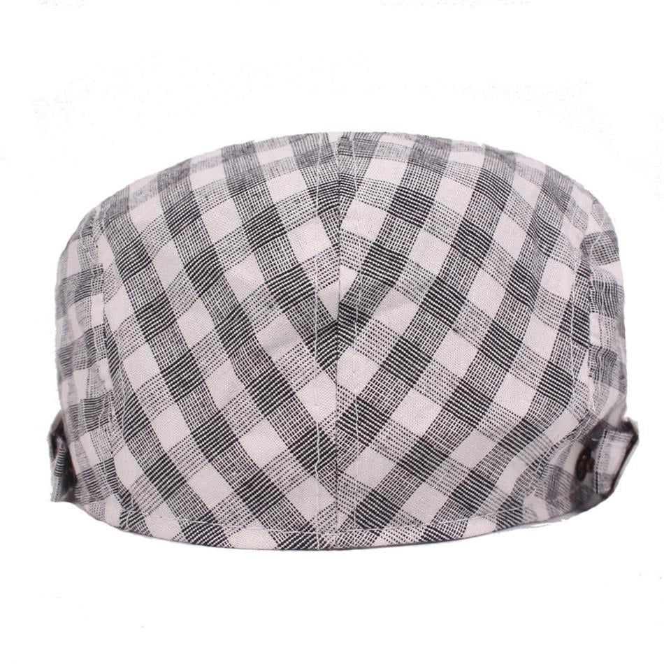 Casquette Plate en Coton à Carreaux - Damier 3