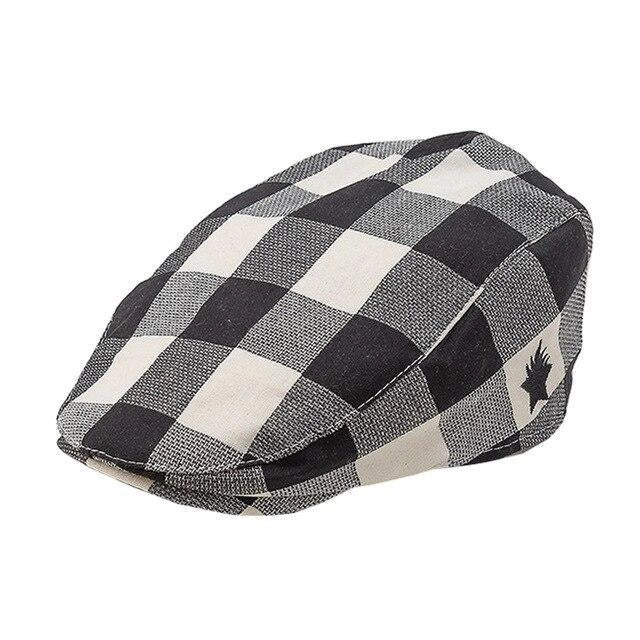 Casquette Plate en Coton à Carreaux - Damiernoir 1