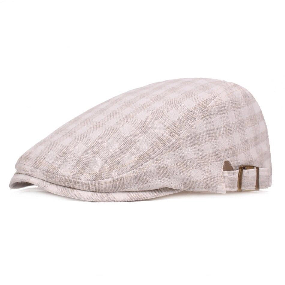 Casquette Plate en Coton à Carreaux - Luminoré 1