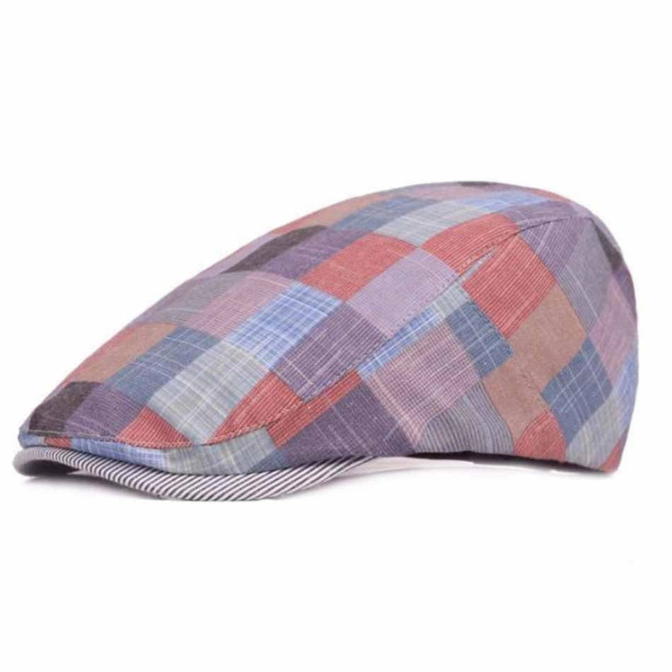 Casquette Plate en Coton à Carreaux - Pastelwick 1