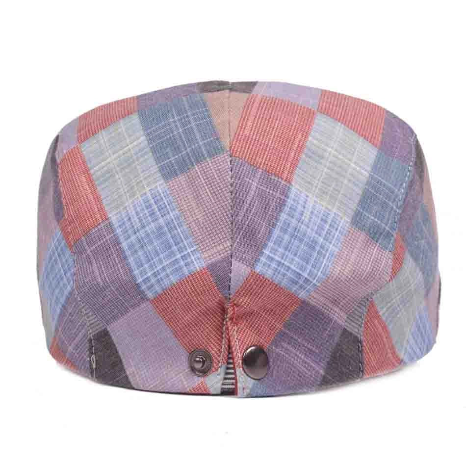 Casquette Plate en Coton à Carreaux - Pastelwick 3