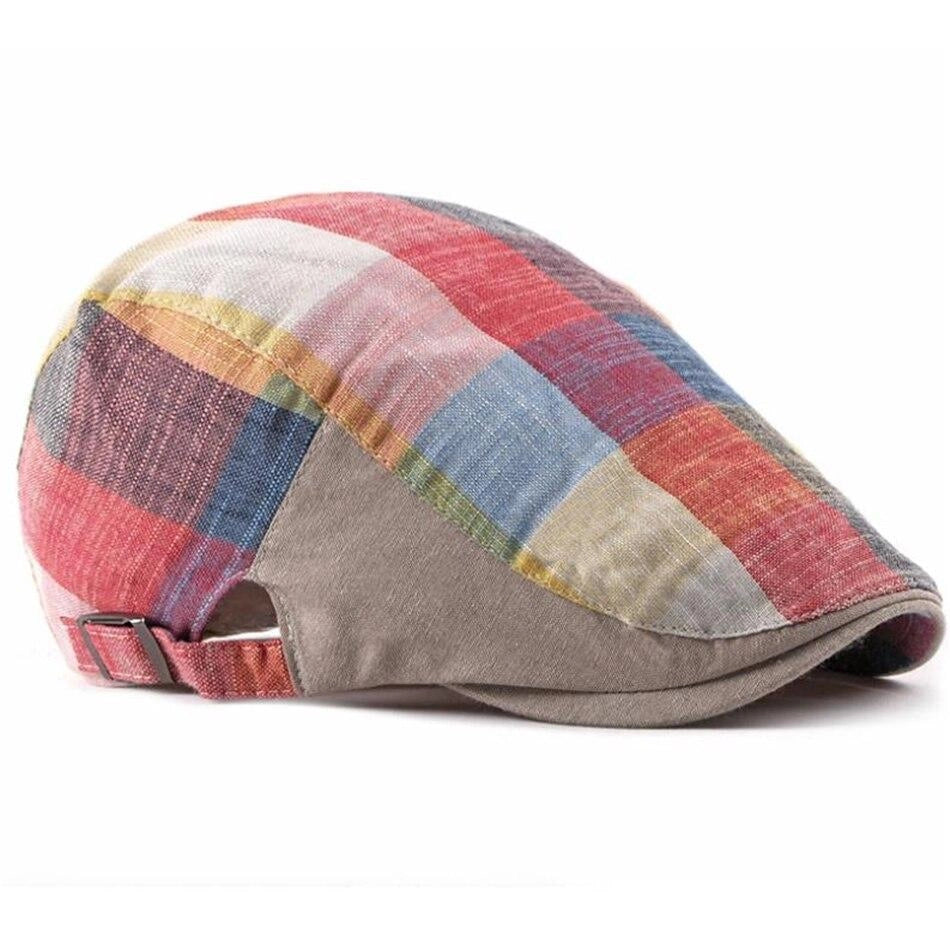 Casquette Plate en Coton à Carreaux - Patchwork 2