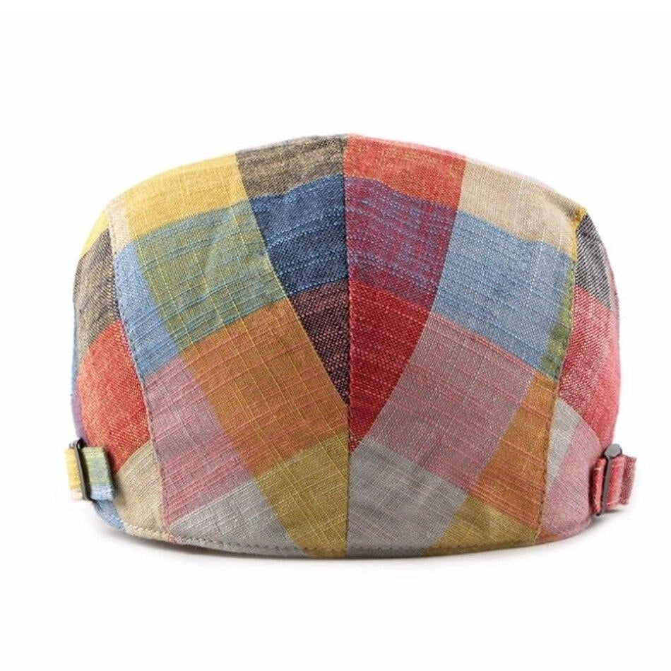 Casquette Plate en Coton à Carreaux - Patchwork 3