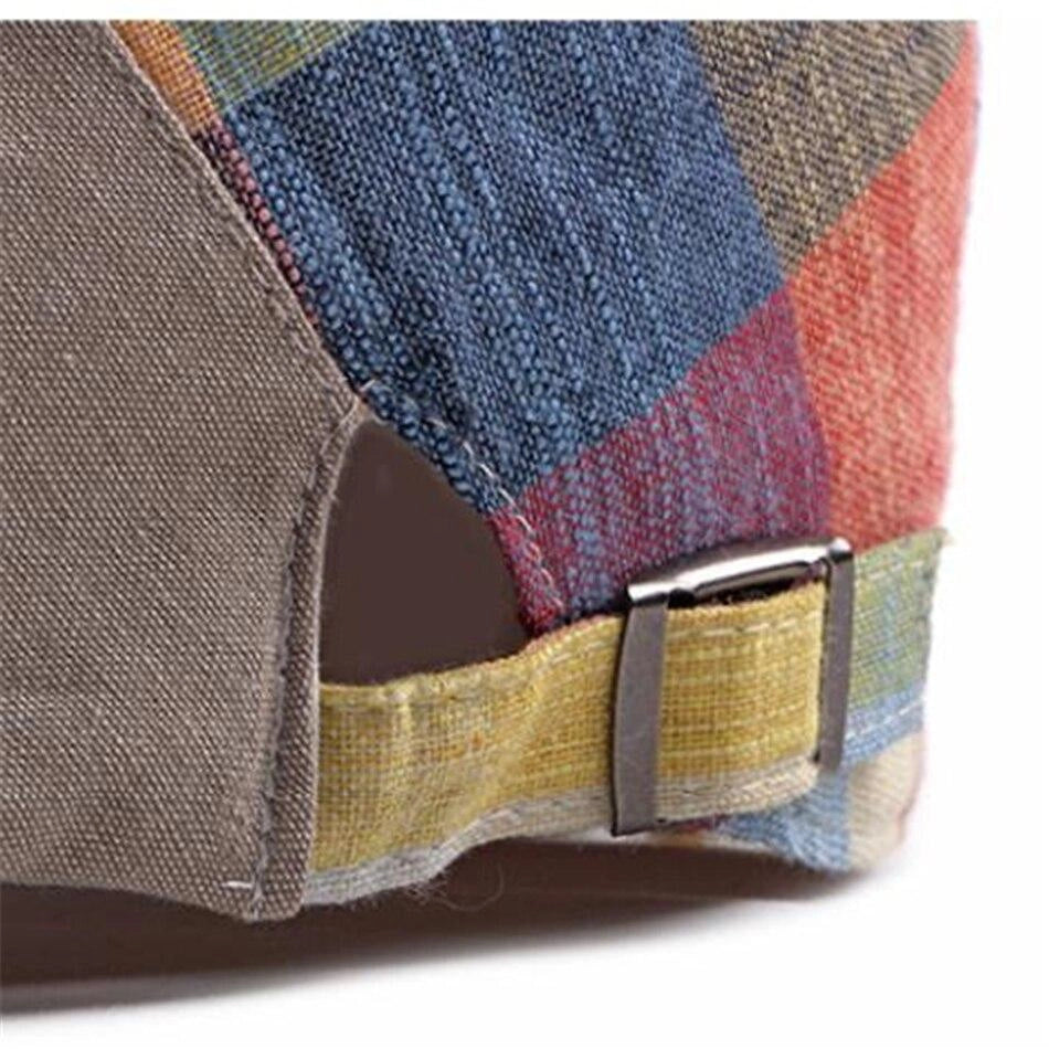 Casquette Plate en Coton à Carreaux - Patchwork 5