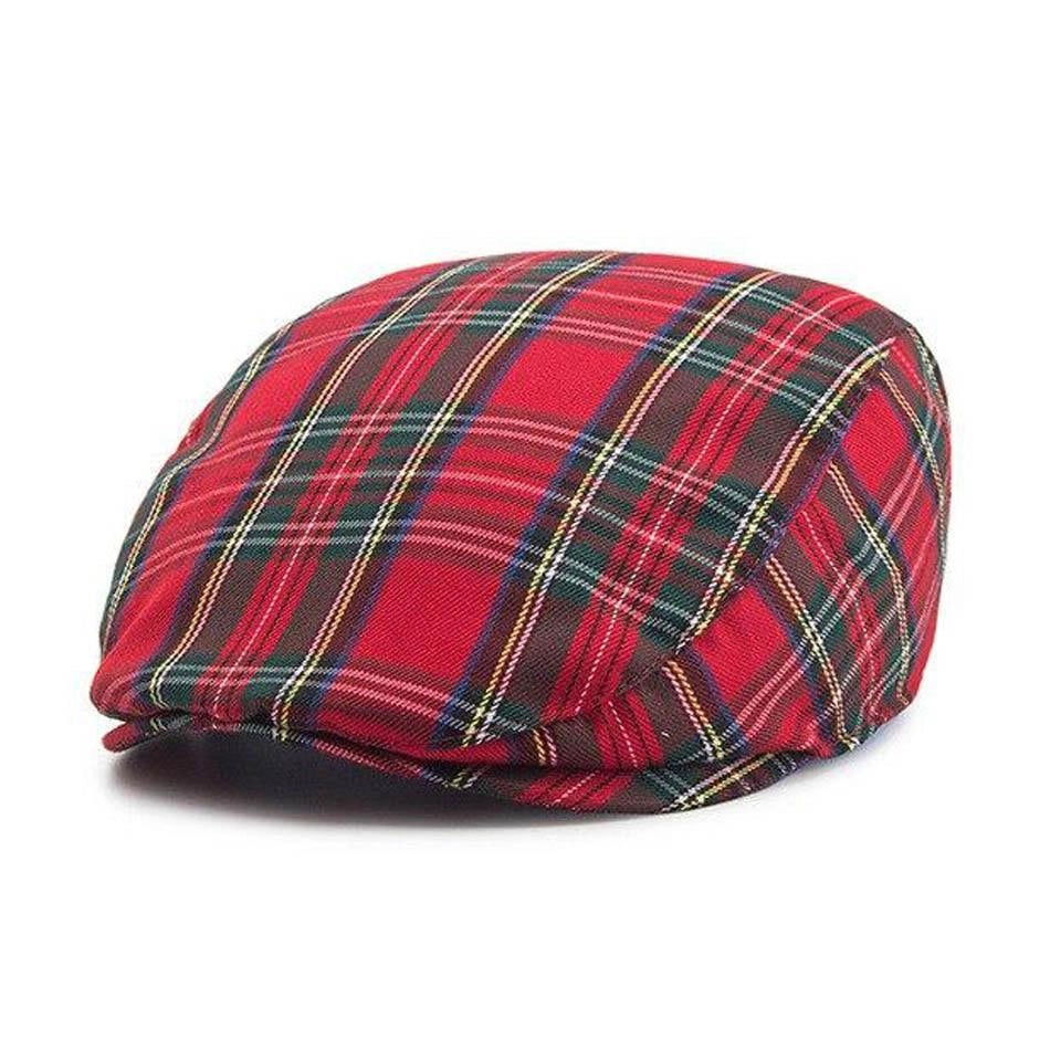 Casquette Plate en Coton à Carreaux - Rougeford 1
