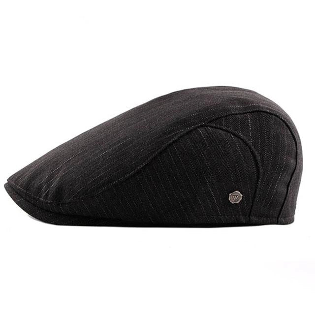 Casquette Plate en Coton à Rayures - Ardoisette 1