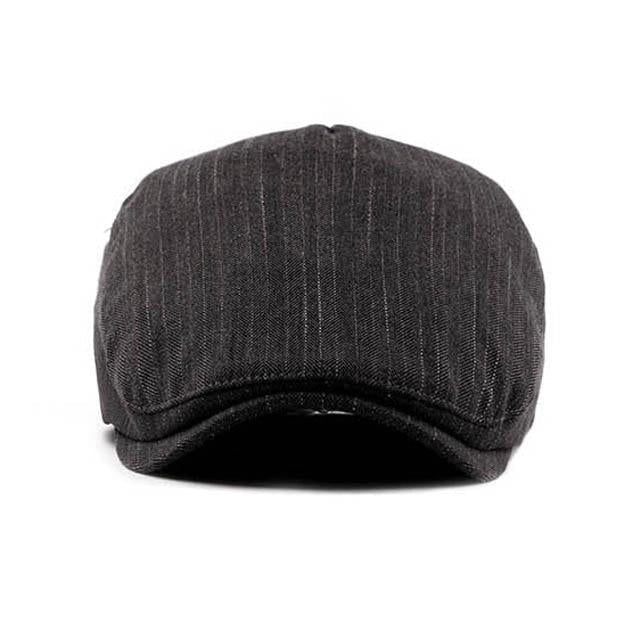 Casquette Plate en Coton à Rayures - Ardoisette 2