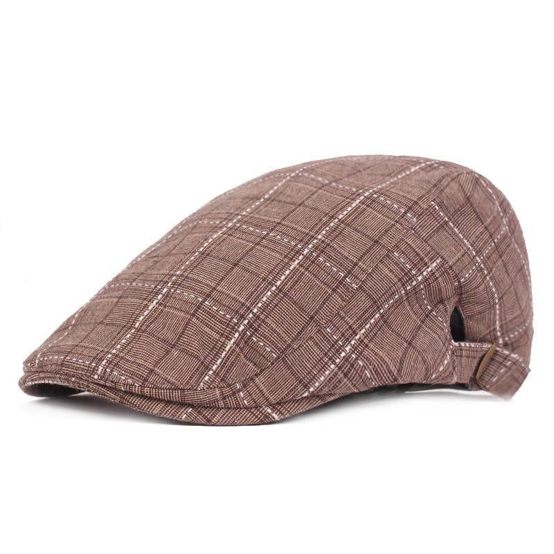 Casquette Plate en Coton à Rayures - Châtaignier 1