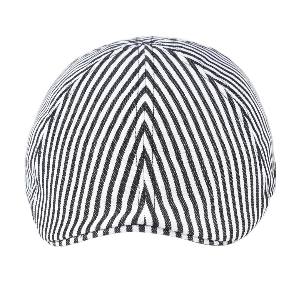 Casquette Plate en Coton à Rayures - Écume 2
