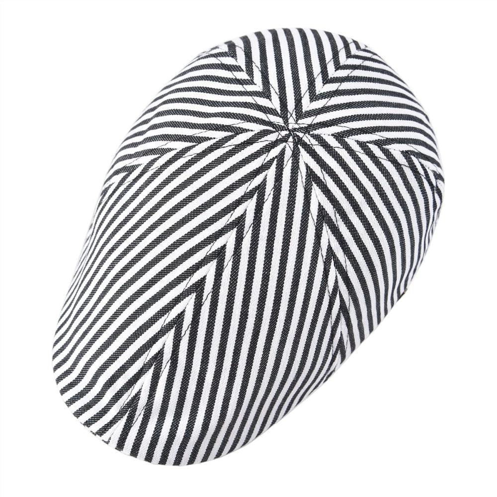 Casquette Plate en Coton à Rayures - Écume 4