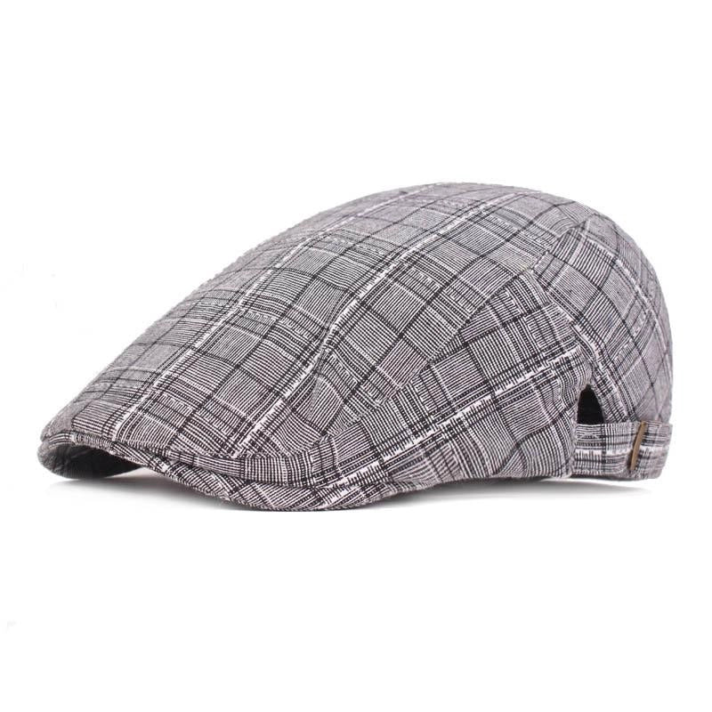 Casquette Plate en Coton à Rayures - Grisette 1