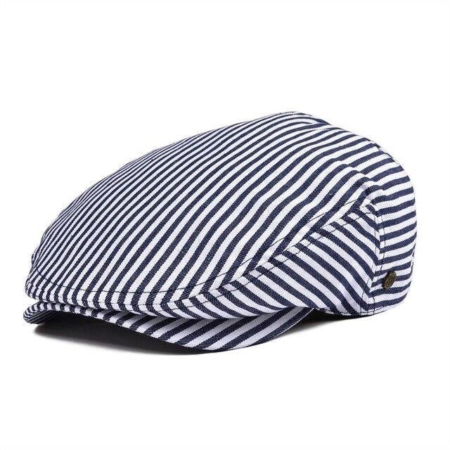 Casquette Plate en Coton à Rayures - Marinière 1