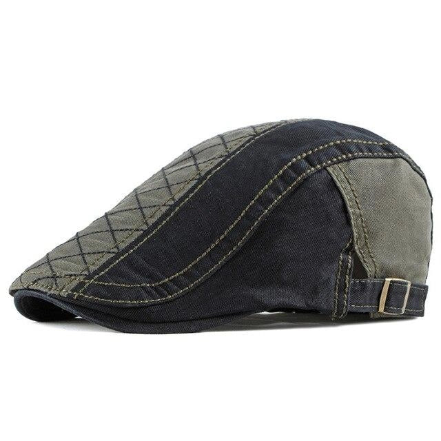 Casquette Plate en Coton Patchwork - Feldgrau 1