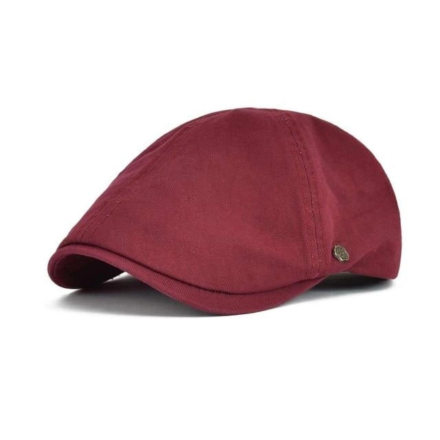 Casquette Plate en Coton Rouge - Grenat 1